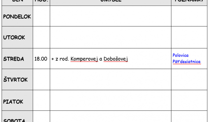 Fotka - Bohoslužobný poriadok 12.05.2025-18.05.2025