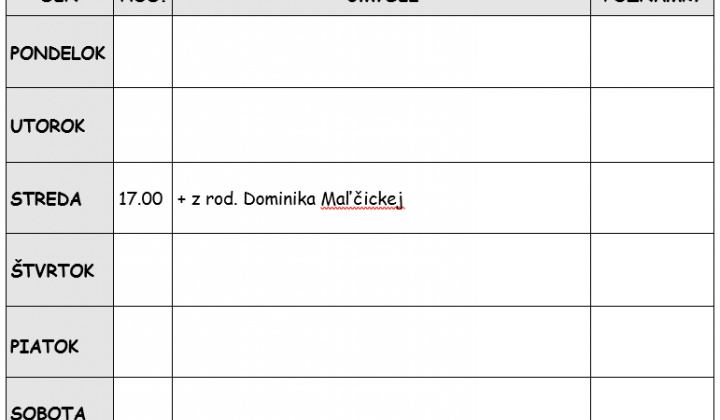 Fotka - Bohoslužobný poriadok 15.12.2025-21.12.2025