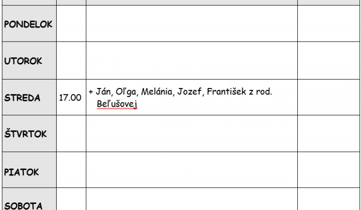 Fotka - Bohoslužobný poriadok 19.01.2026-25.01.2026