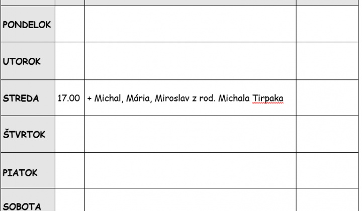 Fotka - Bohoslužobný poriadok 16.03.2026-22.03.2026