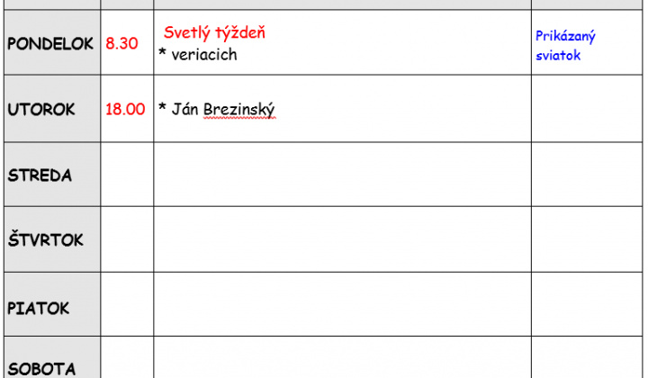 Fotka - Bohoslužobný poriadok 06.04.2026-12.04.2026