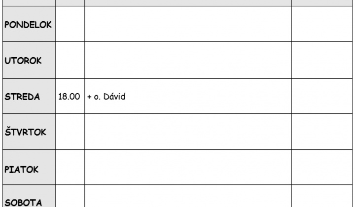 Fotka - Bohoslužobný poriadok 20.04.2026-26.04.2026