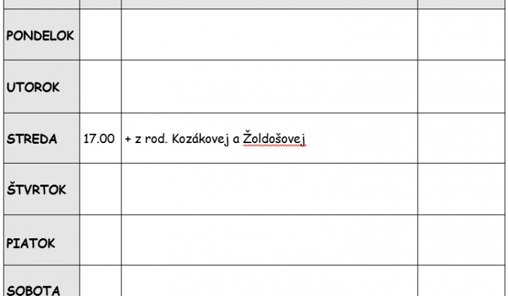 Fotka - Bohoslužobný poriadok 05.10.2026-11.10.2026